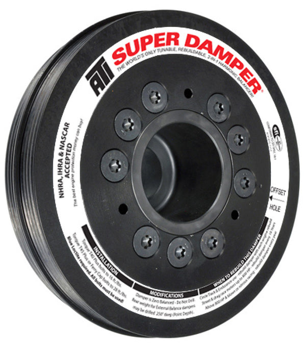 ATI Damper - 6.78in - Alum - (2) 4 Grv - Mitsubishi Eclipse - 4G63 w/Integral Lower Cam Drive - Bull Strap