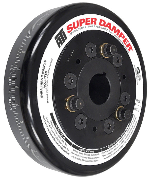 ATI Damper - 7.074in - Steel - Chevy SB / 90 Deg V6 - Pont 4 Cyl - 3 Ring - 1Pc - Bull Strap