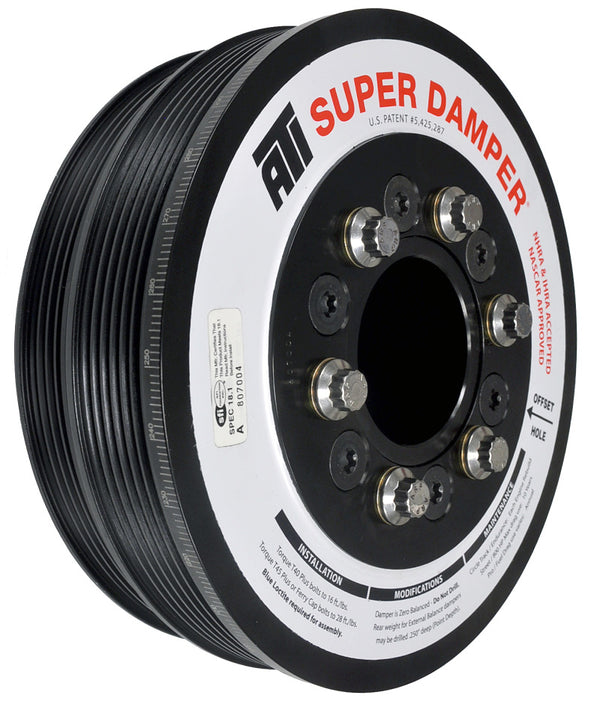 ATI Damper - 7.425in - Steel LW - 6/4 Grv - LS1/LS2 - F & V Body - 6 Bolt - 3 Ring - Bull Strap