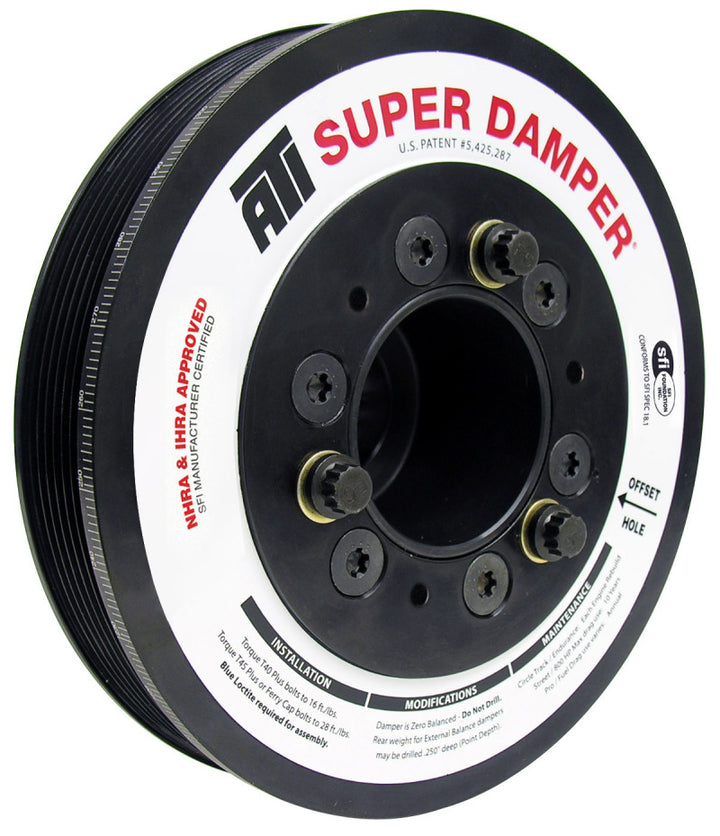 ATI Damper - 7.48in - Alum - 6 Grv - Dodge - 05-10 - 17 Per OD - Non VVT 6.1L/392/426 - 3 Ring - Bull Strap