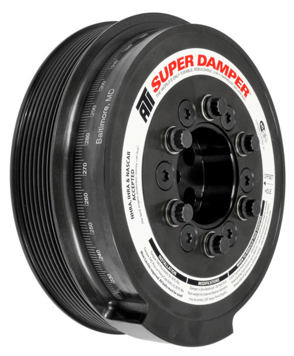 ATI Damper - 7.95in - Steel - 8 Grv - Ford 6.0 - Powerstroke - 03-07 - Ext Bal - 3 Ring - Diesel - Bull Strap