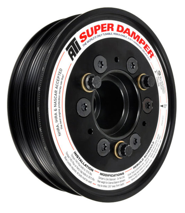 ATI Ford Coyote 5.0L 6.78in 6 & 4 Grv Damper w//AC Pulley Kit (OEM Size SK1473) - Bull Strap