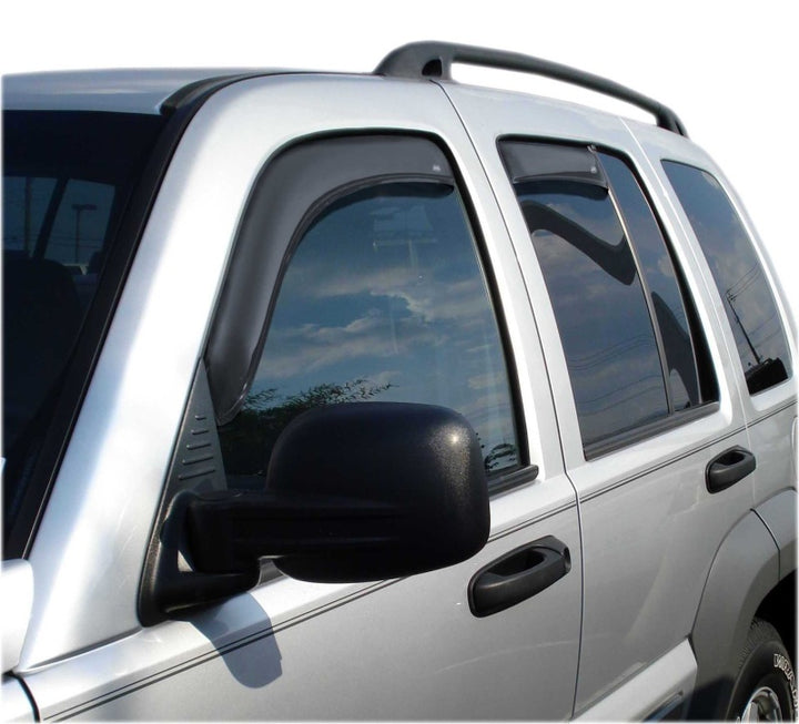 AVS 02-07 Jeep Liberty Ventvisor In-Channel Front & Rear Window Deflectors 4pc - Smoke - Bull Strap