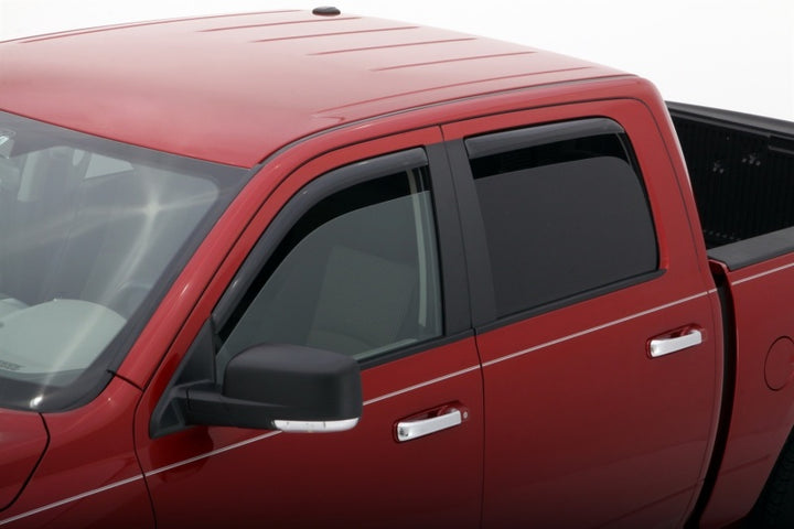 AVS 09-18 Dodge RAM 1500 Crew Cab Ventvisor In-Channel Front & Rear Window Deflectors 4pc - Smoke - Bull Strap