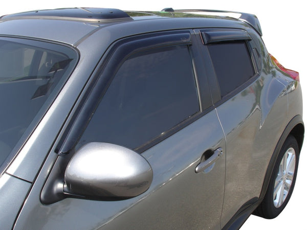 AVS 10-18 Nissan Juke Ventvisor Outside Mount Window Deflectors 4pc - Smoke - Bull Strap