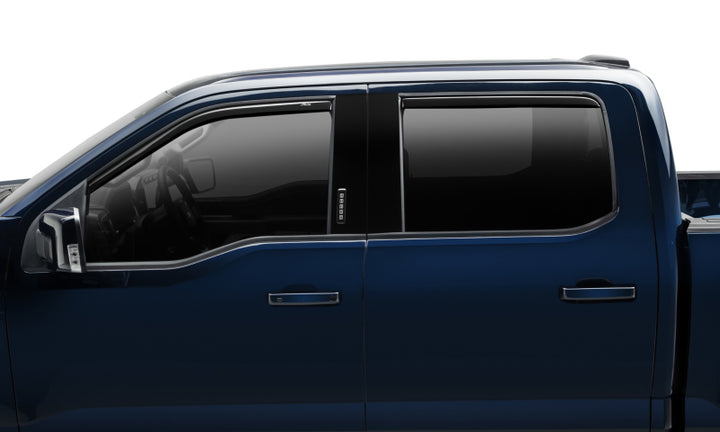 AVS 15-18 Ford F-150 Supercrew Ventvisor In-Channel Front & Rear Window Deflectors 4pc - Smoke - Bull Strap