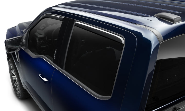 AVS 15-18 Ford F-150 Supercrew Ventvisor In-Channel Front & Rear Window Deflectors 4pc - Smoke - Bull Strap