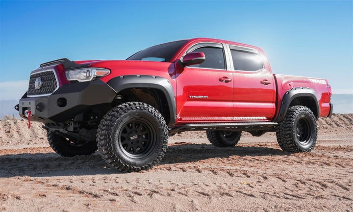 AVS 16-18 Toyota Tacoma Double Cab Ventvisor In-Channel Front & Rear Window Deflectors 4pc - Smoke - Bull Strap