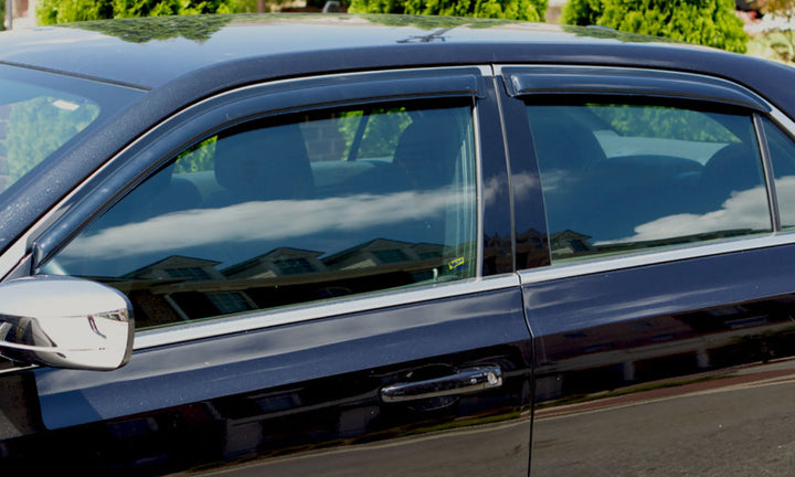 AVS 19-22 Mazda 3 Hatchback Ventvisor Outside Mount Window Deflectors 4pc - Smoke - Bull Strap