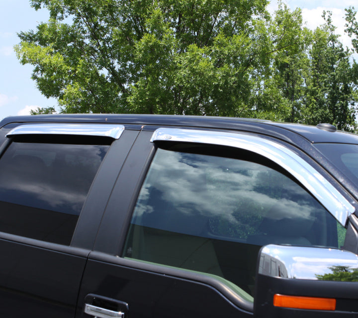 AVS 20-22 Chevrolet Silverado 1500 LTD Ext. Cab/DC F&R Ventvisor Window Deflectors 4pc - Chrome - Bull Strap