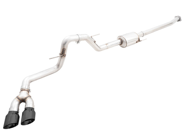 AWE 21+ Ford F150 Dual Side Exit Cat-Back Exhaust - 4.5in Diamond Black Tips *For Stock Y-Pipe Only - Bull Strap