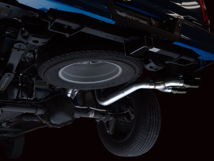 AWE 21+ Ford F150 Dual Side Exit Cat-Back Exhaust - 4.5in Diamond Black Tips *For Stock Y-Pipe Only - Bull Strap