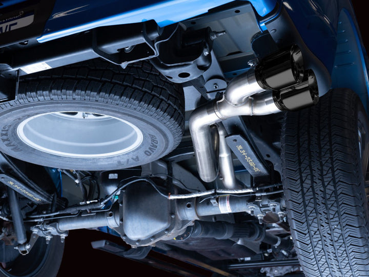 AWE 21+ Ford F150 Dual Side Exit Cat-Back Exhaust - 4.5in Diamond Black Tips *For Stock Y-Pipe Only - Bull Strap