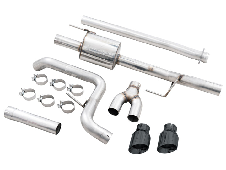 AWE 21+ Ford F150 Dual Side Exit Cat-Back Exhaust - 4.5in Diamond Black Tips *For Stock Y-Pipe Only - Bull Strap
