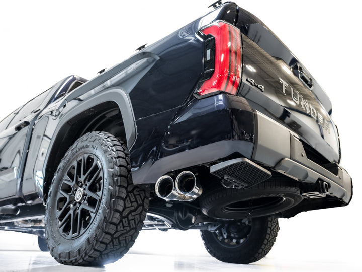 AWE 0FG Exhaust for 3rd Gen Toyota Tundra - Dual Chrome Silver Tips - Bull Strap
