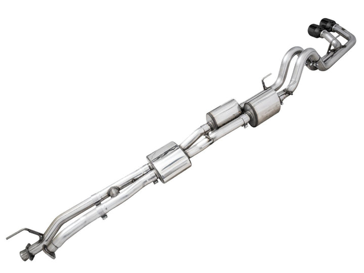 AWE 16-22 Toyota Tacoma 0FG Catback Exhaust w/ BashGuard - Dual Diamond Black Tips - Bull Strap