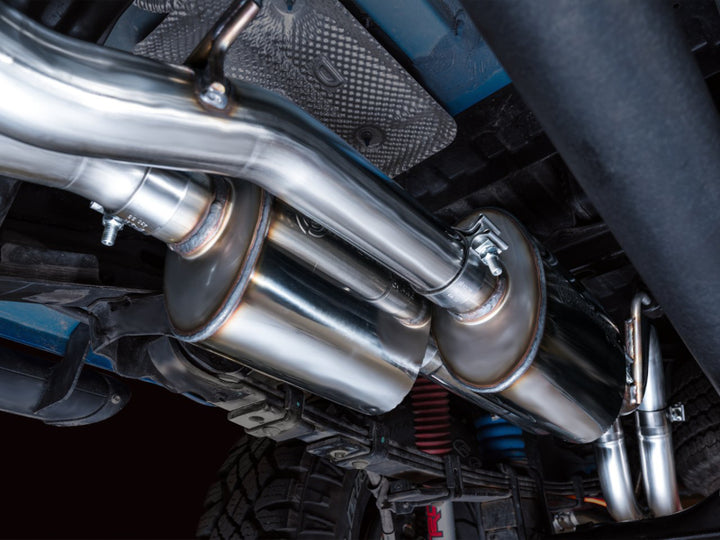 AWE 16-22 Toyota Tacoma 0FG Catback Exhaust w/ BashGuard - Dual Diamond Black Tips - Bull Strap
