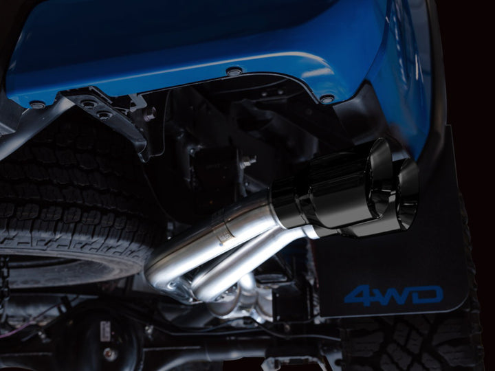 AWE 16-22 Toyota Tacoma 0FG Catback Exhaust w/ BashGuard - Dual Diamond Black Tips - Bull Strap
