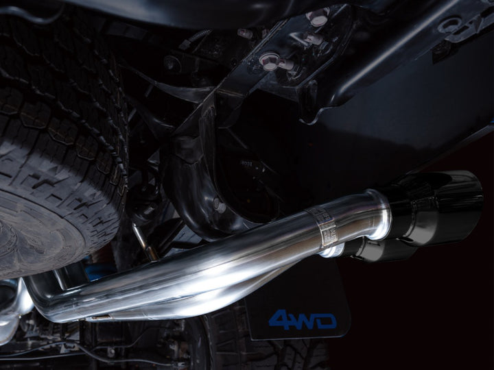 AWE 16-22 Toyota Tacoma 0FG Catback Exhaust w/ BashGuard - Dual Diamond Black Tips - Bull Strap