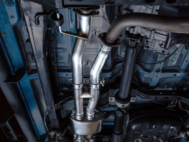 AWE 16-22 Toyota Tacoma 0FG Catback Exhaust w/ BashGuard - Dual Diamond Black Tips - Bull Strap