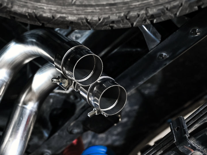 AWE 16-22 Toyota Tacoma 0FG Catback Exhaust w/ BashGuard - Dual Diamond Black Tips - Bull Strap