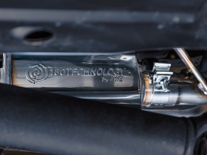 AWE 16-22 Toyota Tacoma 0FG Catback Exhaust w/ BashGuard - Dual Diamond Black Tips - Bull Strap