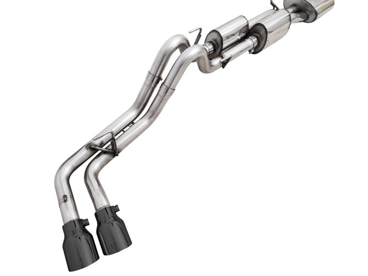 AWE 16-22 Toyota Tacoma 0FG Catback Exhaust w/ BashGuard - Dual Diamond Black Tips - Bull Strap