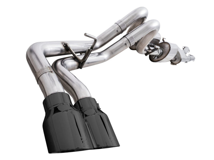 AWE 16-22 Toyota Tacoma 0FG Catback Exhaust w/ BashGuard - Dual Diamond Black Tips - Bull Strap