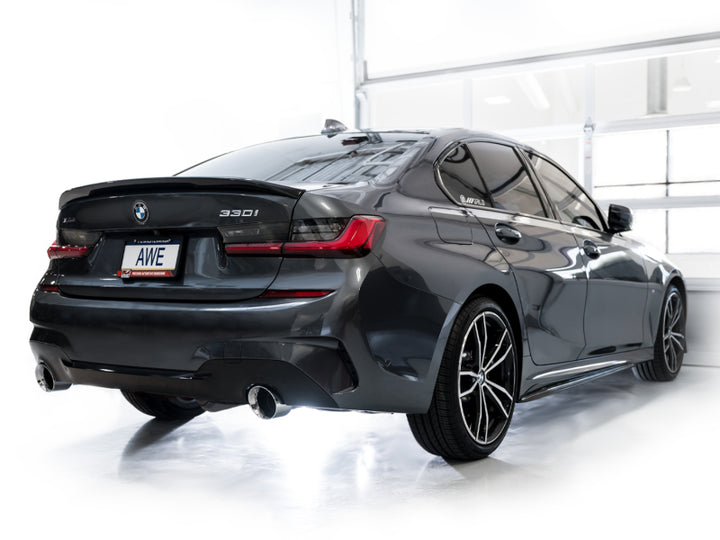 AWE 19-23 BMW 330i / 21-23 BMW 430i Base G2X Touring Axle Back Exhaust - Chrome Silver - Bull Strap