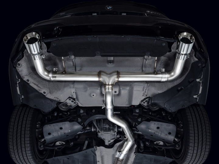 AWE 19-23 BMW 330i / 21-23 BMW 430i Base G2X Track Edition Axle Back Exhaust - Chrome Silver - Bull Strap