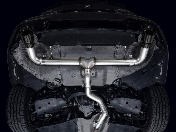 AWE 19-23 BMW 330i / 21-23 BMW 430i Base G2X Track Edition Axle Back Exhaust - Diamond Black - Bull Strap