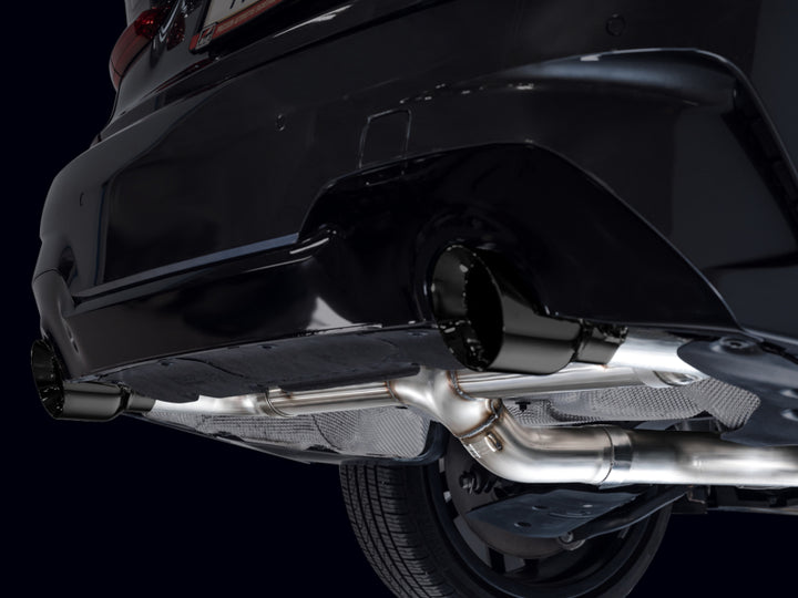 AWE 19-23 BMW 330i / 21-23 BMW 430i Base G2X Track Edition Axle Back Exhaust - Diamond Black - Bull Strap