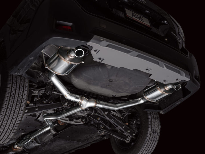 AWE 20-25 Subaru Outback (Wilderness & XT) 0FG Catback Exhaust w/Dual BashGuards - Bull Strap