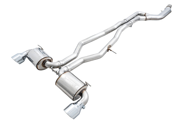 AWE 2020 Toyota Supra A90 Non-Resonated Touring Edition Exhaust - 5in Chrome Silver Tips - Bull Strap