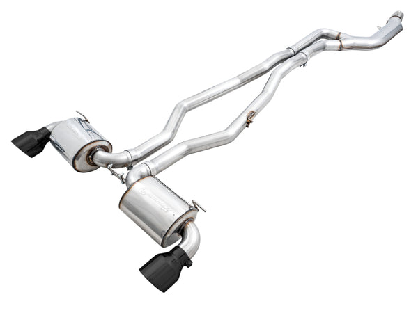 AWE 2020 Toyota Supra A90 Non-Resonated Touring Edition Exhaust - 5in Diamond Black Tips - Bull Strap