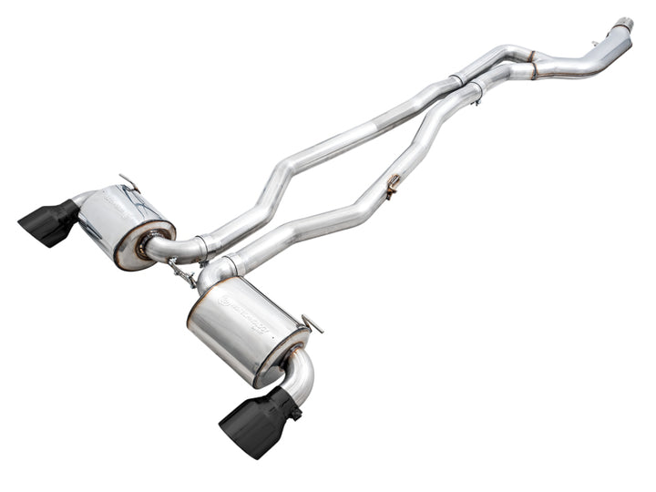 AWE 2020 Toyota Supra A90 Non-Resonated Touring Edition Exhaust - 5in Diamond Black Tips - Bull Strap