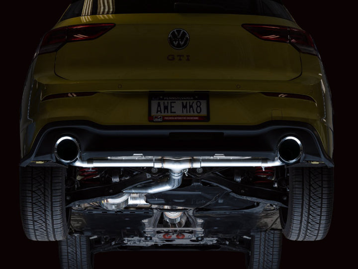 AWE 2022 VW GTI MK8 Touring Edition Exhaust - Chrome Silver Tips - Bull Strap