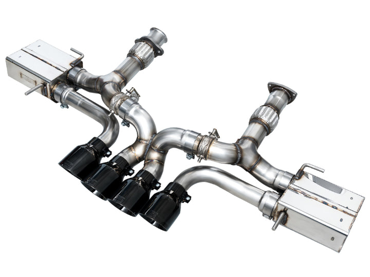 AWE 2023 C8 Corvette Z06 SwitchPath Cat-Back Exhaust - Diamond Black Tips - Bull Strap