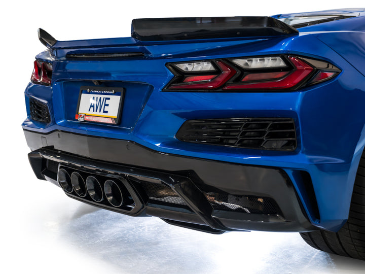 AWE 2023 C8 Corvette Z06 SwitchPath Cat-Back Exhaust - Diamond Black Tips - Bull Strap