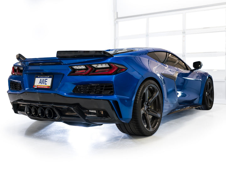 AWE 2023 C8 Corvette Z06 SwitchPath Cat-Back Exhaust - Diamond Black Tips - Bull Strap