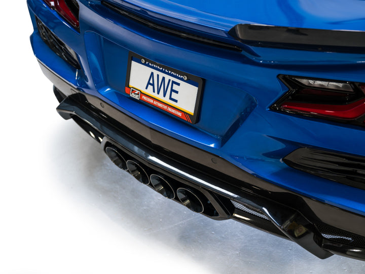AWE 2023 C8 Corvette Z06 SwitchPath Cat-Back Exhaust - Diamond Black Tips - Bull Strap