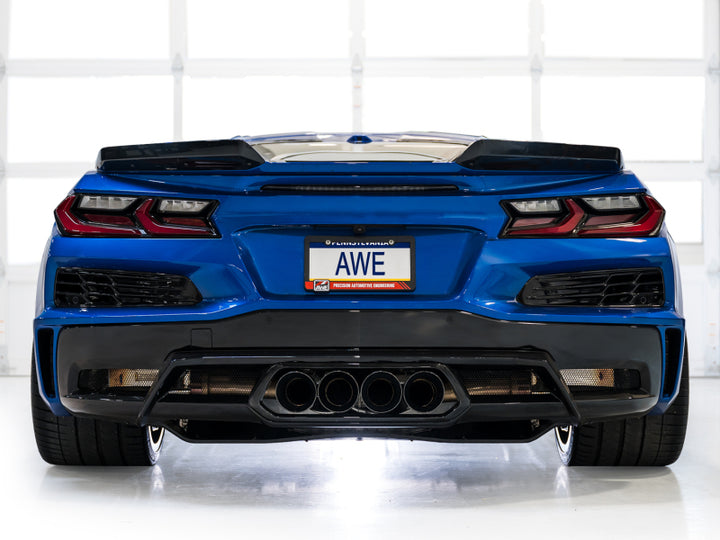 AWE 2023 C8 Corvette Z06 SwitchPath Cat-Back Exhaust - Diamond Black Tips - Bull Strap