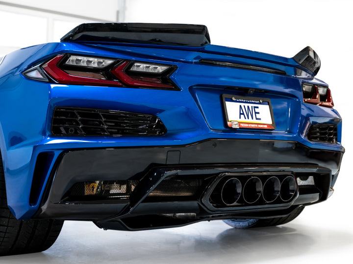 AWE 2023 C8 Corvette Z06 SwitchPath Cat-Back Exhaust - Diamond Black Tips - Bull Strap