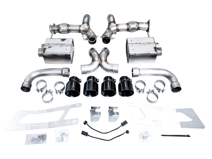 AWE 2023 C8 Corvette Z06 SwitchPath Cat-Back Exhaust - Diamond Black Tips - Bull Strap