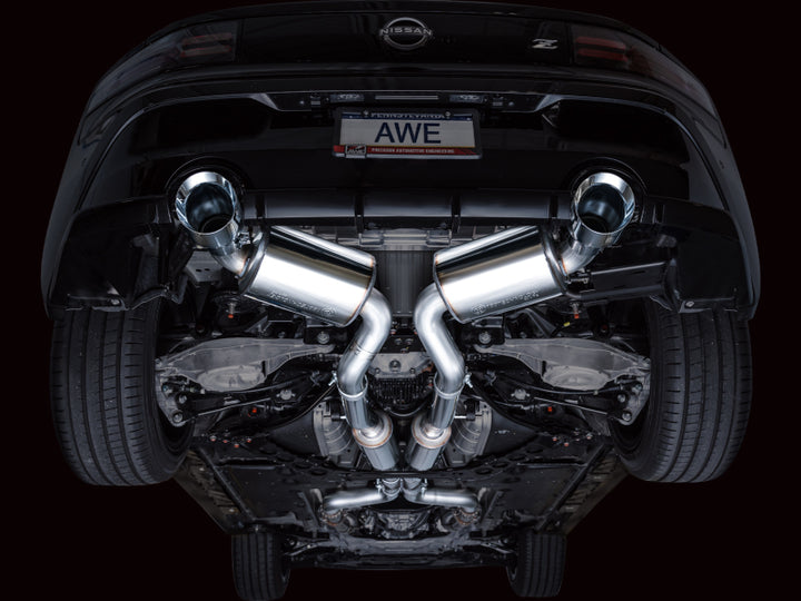 AWE 2023 Nissan Z RZ34 RWD Touring Edition Catback Exhaust System w/ Chrome Silver Tips - Bull Strap