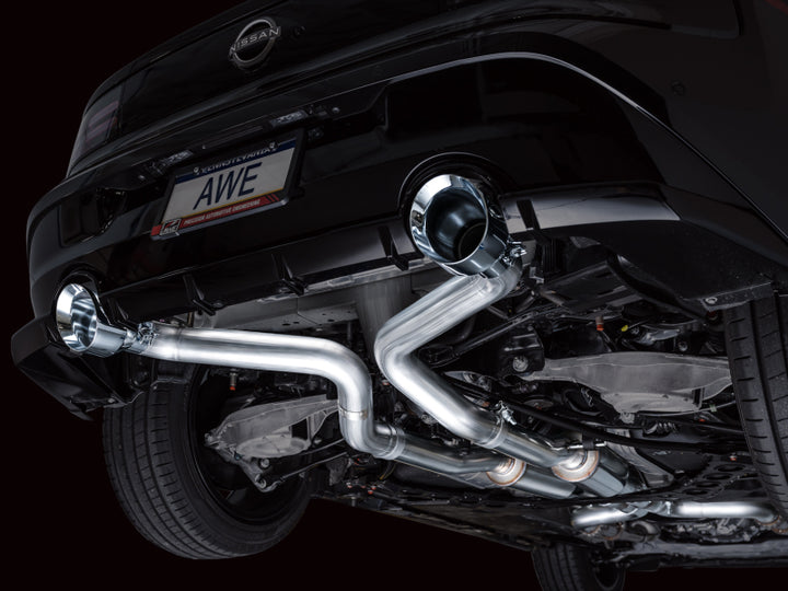 AWE 2023 Nissan Z RZ34 RWD Track Edition Catback Exhaust System w/ Chrome Silver Tips - Bull Strap