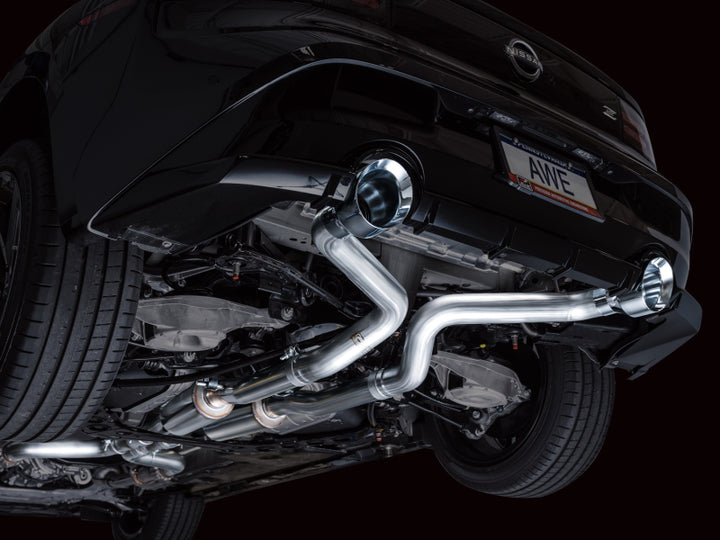 AWE 2023 Nissan Z RZ34 RWD Track Edition Catback Exhaust System w/ Chrome Silver Tips - Bull Strap