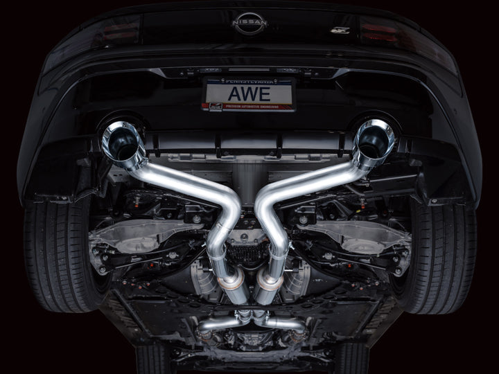 AWE 2023 Nissan Z RZ34 RWD Track Edition Catback Exhaust System w/ Chrome Silver Tips - Bull Strap