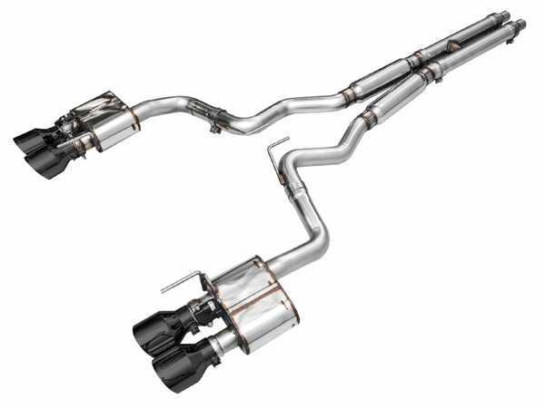 AWE 2024 Ford Mustang Dark Horse S650 RWD SwitchPath Catback Exhaust w/ Quad Diamond Black Tips - Bull Strap