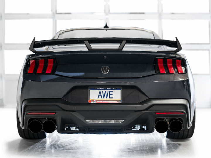 AWE 2024 Ford Mustang Dark Horse S650 RWD SwitchPath Catback Exhaust w/ Quad Diamond Black Tips - Bull Strap